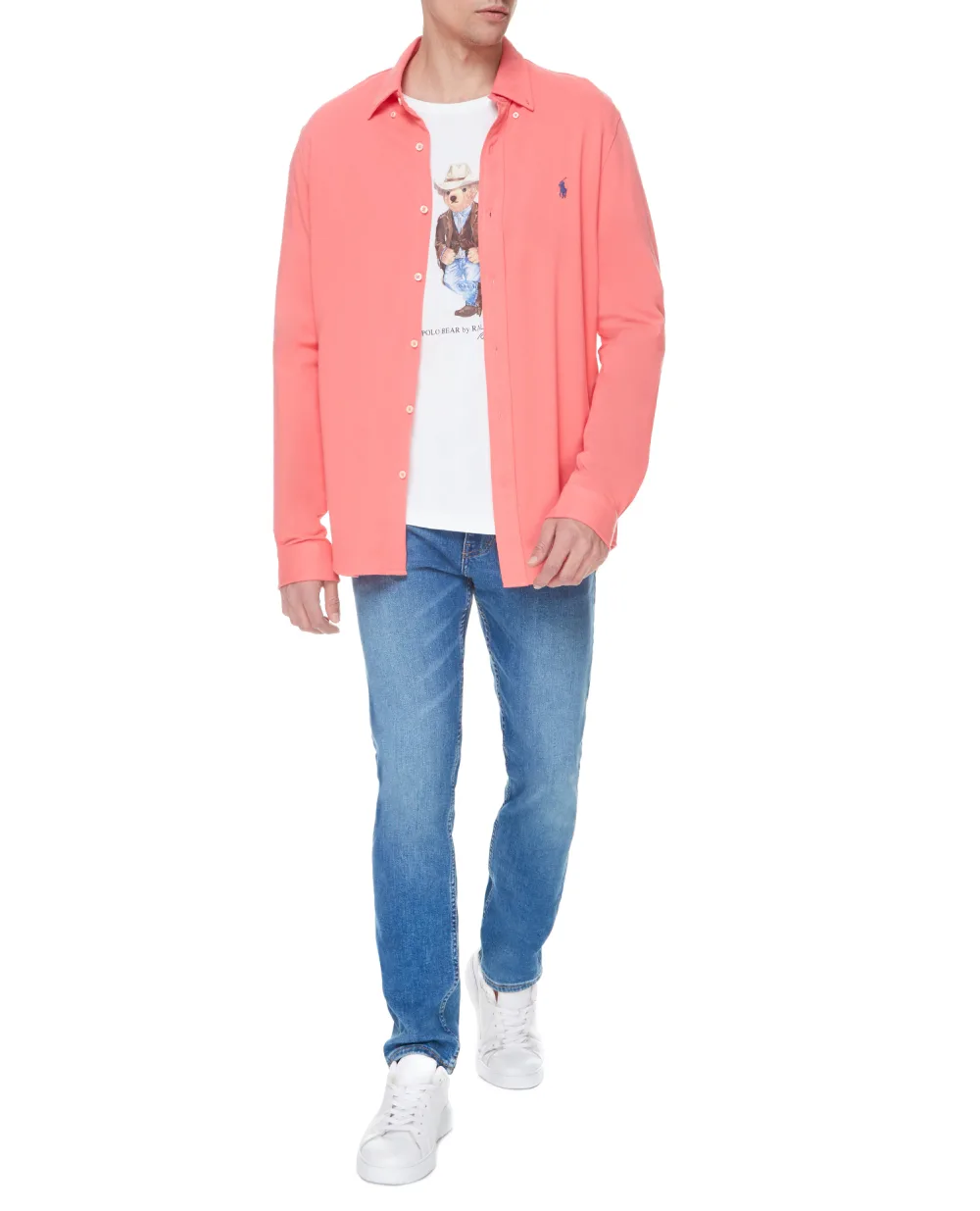 Рубашка Polo Ralph Lauren 710654408071, коралловый цвет • Купить в интернет-магазине Kameron