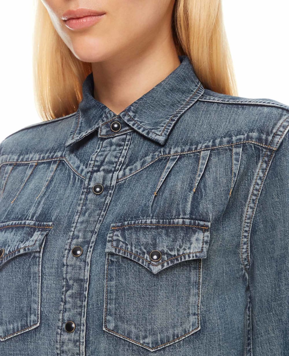 Джинсовая рубашка Saint Laurent 656792-Y24AA, голубой цвет • Купить в интернет-магазине Kameron