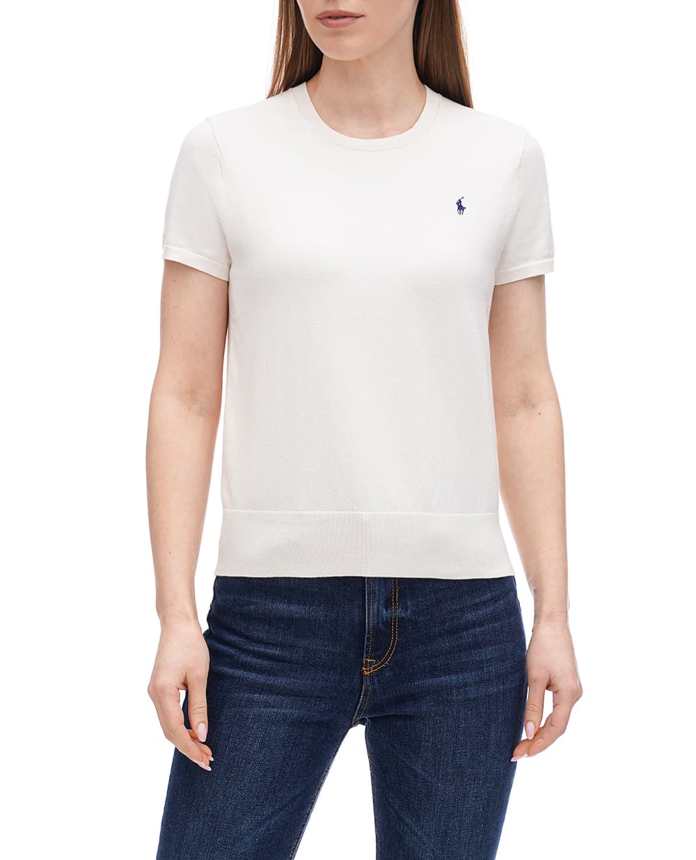 Джемпер с короткими рукавами Polo Ralph Lauren 211891673001, молочный цвет • Купить в интернет-магазине Kameron