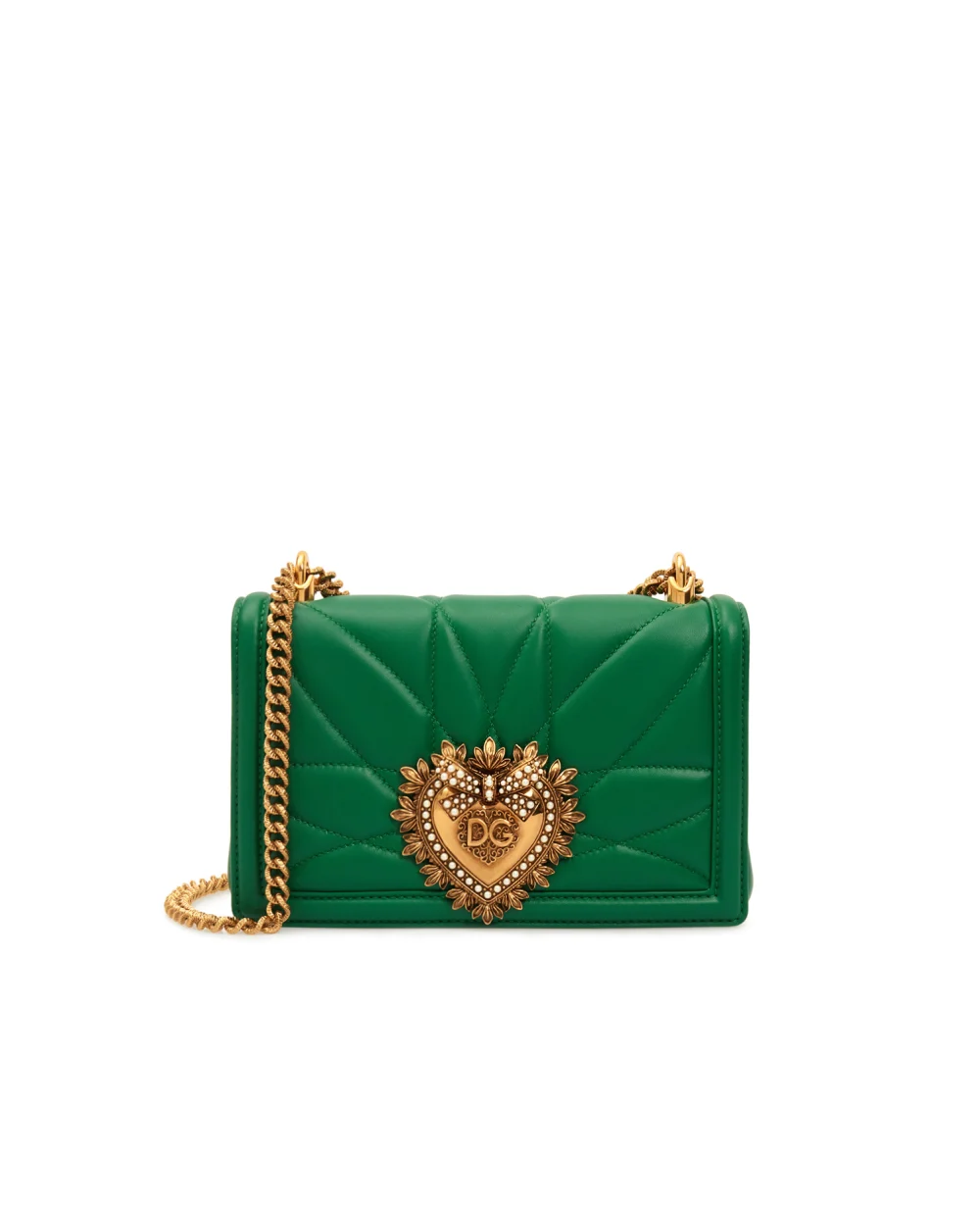 Кожаная сумка Devotion Medium Dolce&Gabbana BB6652-AV967, зеленый цвет • Купить в интернет-магазине Kameron
