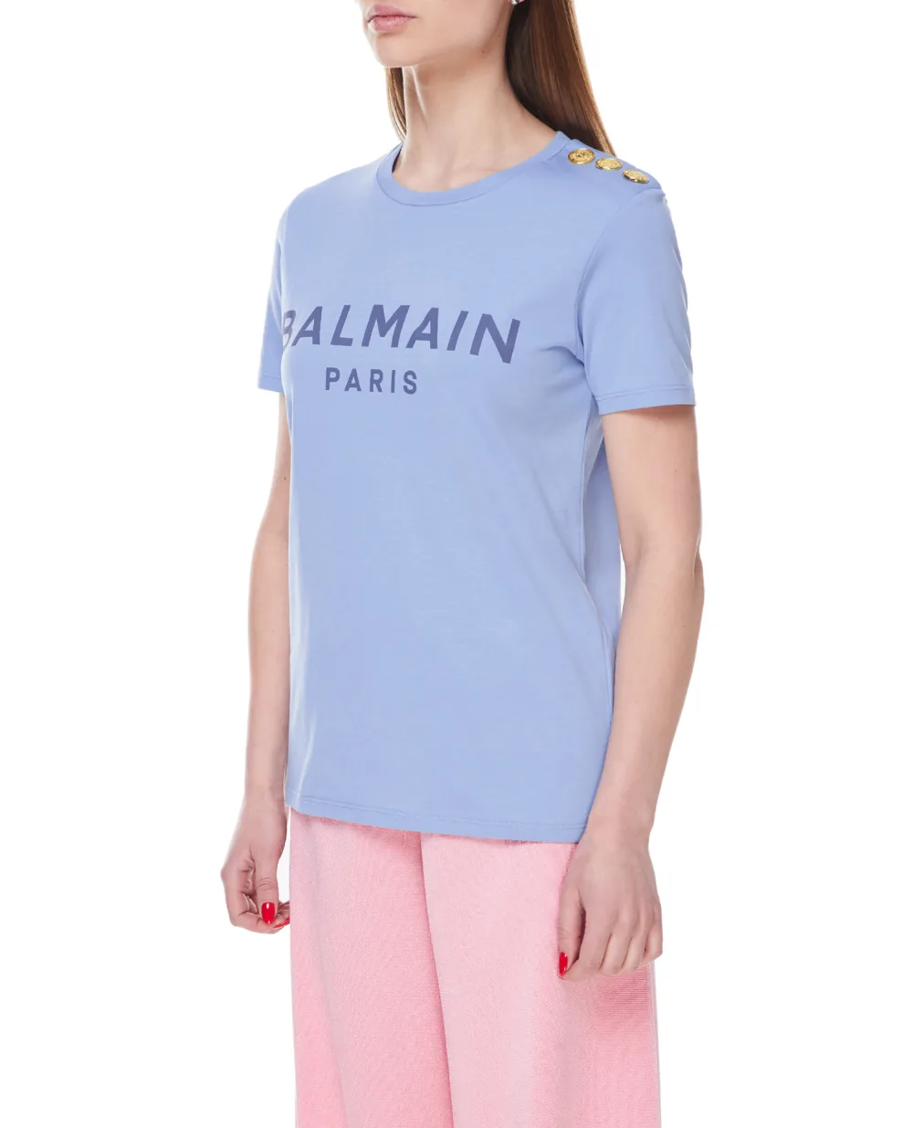 Футболка Balmain AF0EF005BB02, голубой цвет • Купить в интернет-магазине Kameron