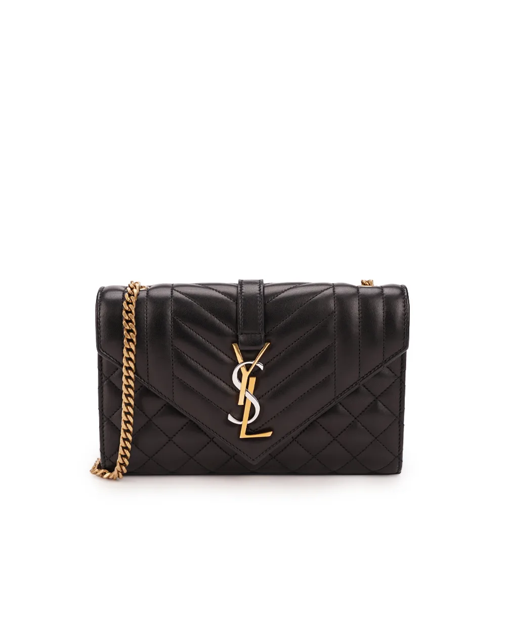 Кожаная сумка Envelope Small Saint Laurent 600195-AABZO, черный цвет • Купить в интернет-магазине Kameron