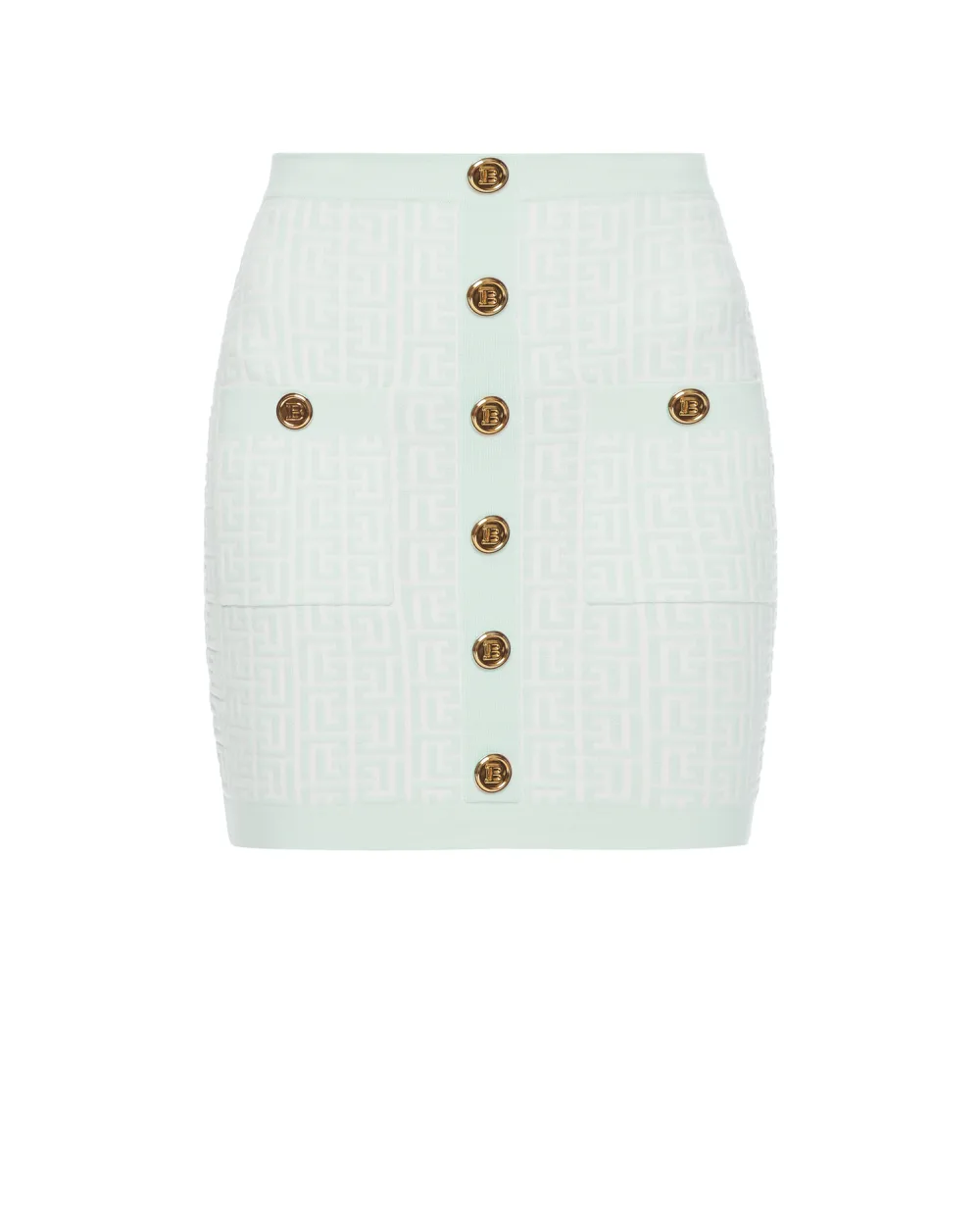 Шерстяная юбка Balmain WF1LB036K253, мятный цвет • Купить в интернет-магазине Kameron