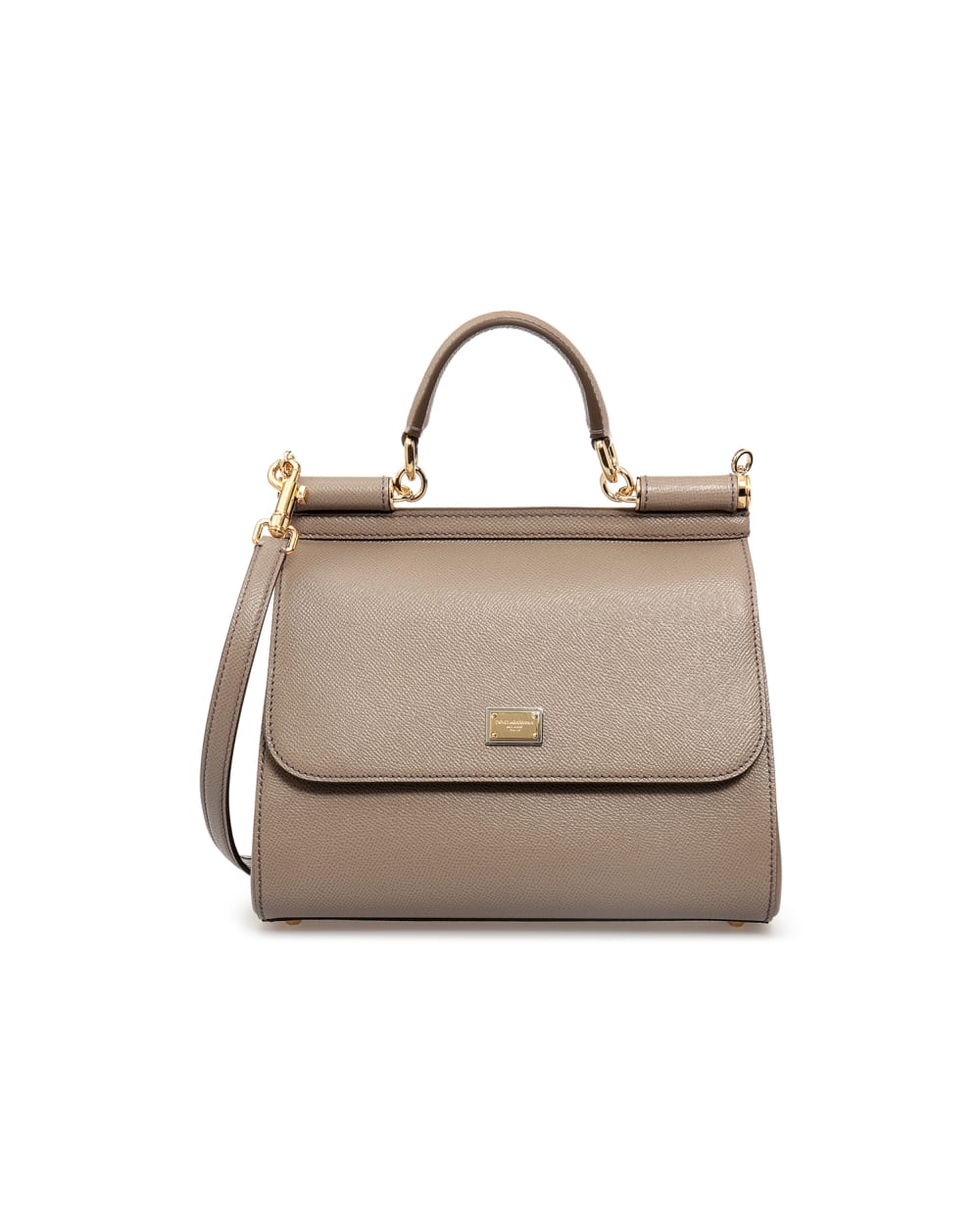 Кожаная сумка Sicily Medium Dolce&Gabbana BB6002-A1001, бежевый цвет • Купить в интернет-магазине Kameron