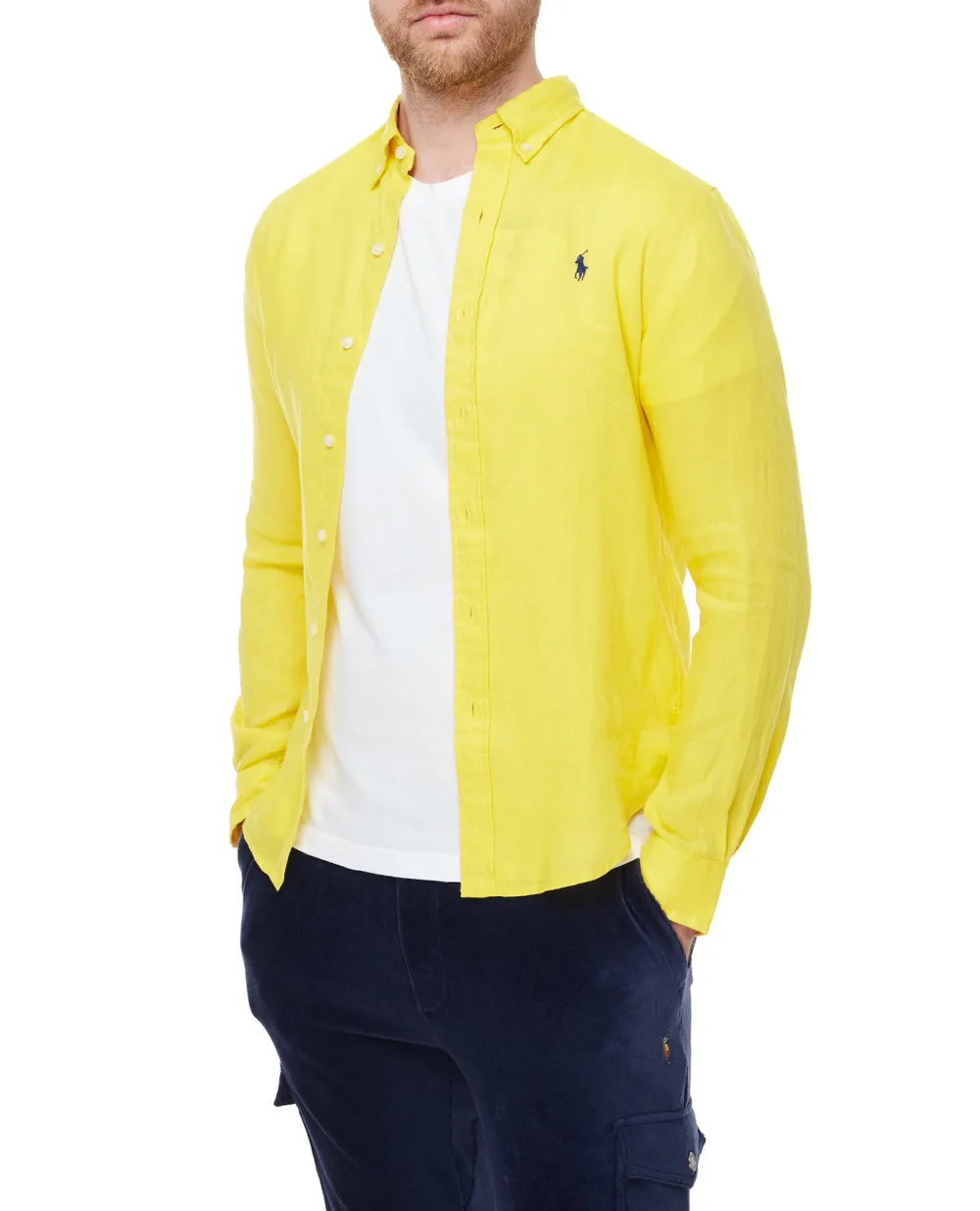 Льняная рубашка Polo Ralph Lauren 710829443019, желтый цвет • Купить в интернет-магазине Kameron