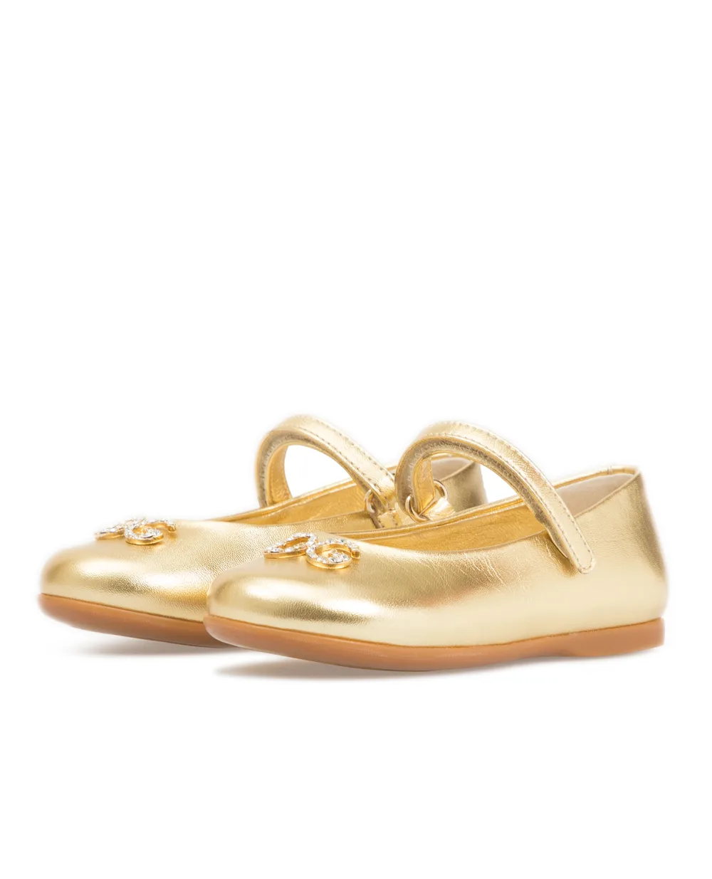 Кожаные балетки Dolce&Gabbana Kids D20057-A6C66-, золотой цвет • Купить в интернет-магазине Kameron