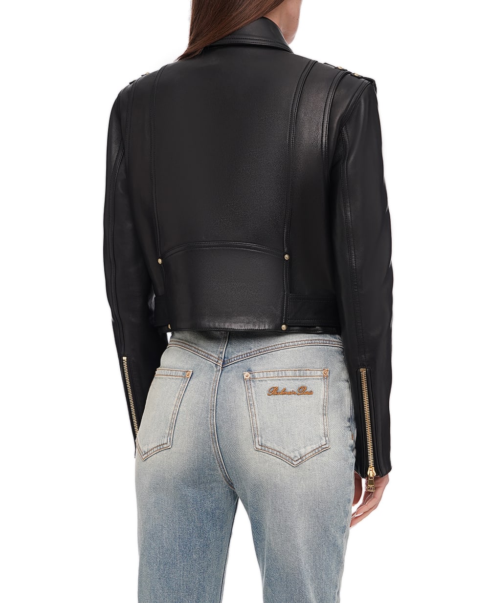 Куртка кожаная Balmain CF1TD205LC62, черный цвет • Купить в интернет-магазине Kameron