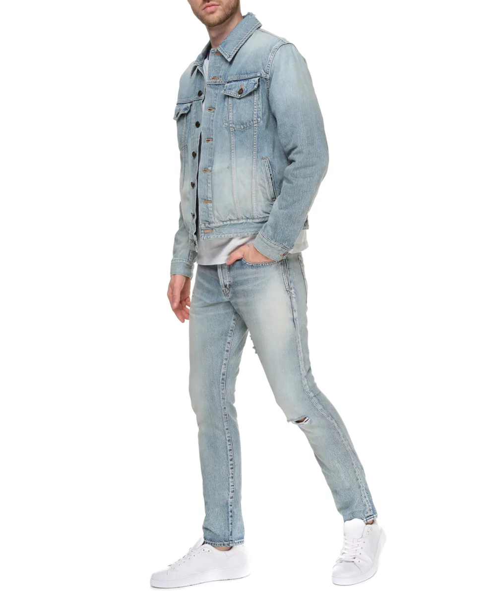 Джинсовая куртка Saint Laurent 627584-Y820L, голубой цвет • Купить в интернет-магазине Kameron