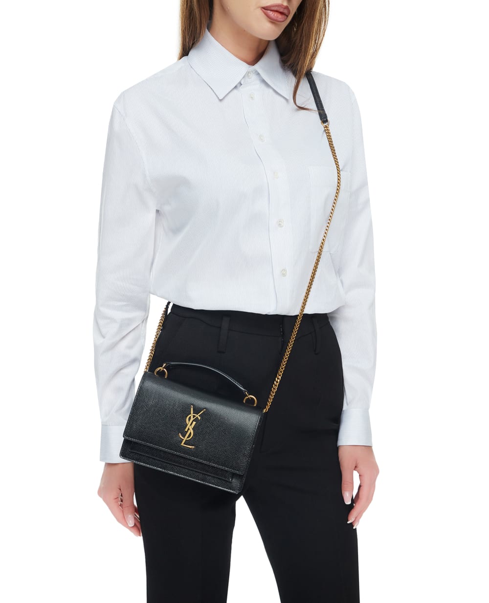 Кожаная сумка Saint Laurent 533026-H3Z1W, черный цвет • Купить в интернет-магазине Kameron