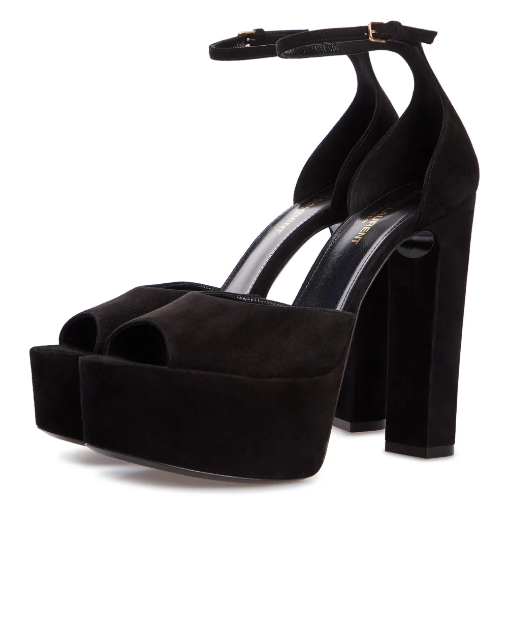 Замшевые босоножки Jodie Saint Laurent 650258-C2000, черный цвет • Купить в интернет-магазине Kameron