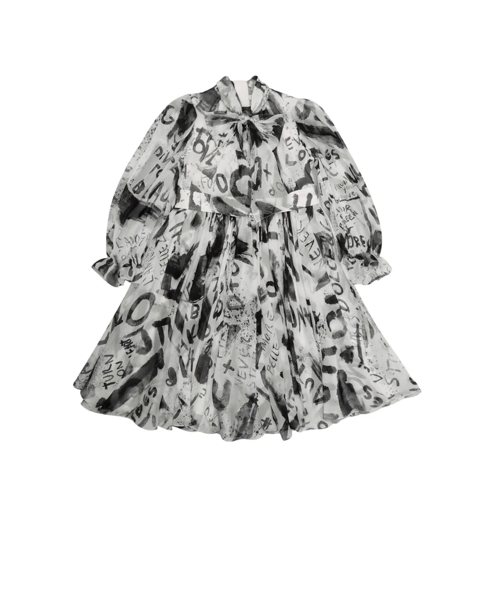 Шелковое платье Dolce&Gabbana Kids L52DW8-IS1JP-S, белый цвет • Купить в интернет-магазине Kameron
