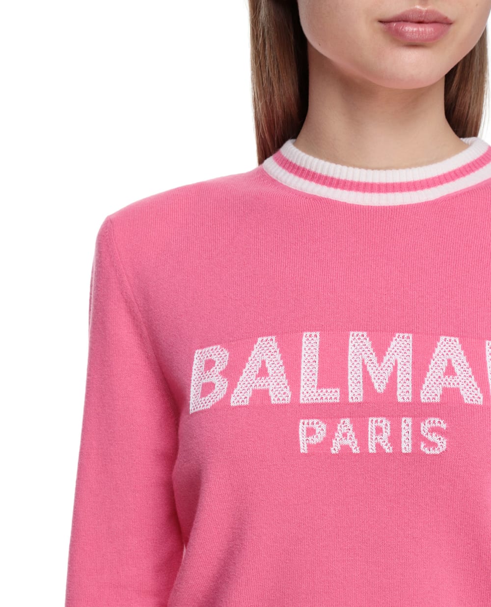 Шерстяной джемпер Balmain VF13120K225, розовый цвет • Купить в интернет-магазине Kameron