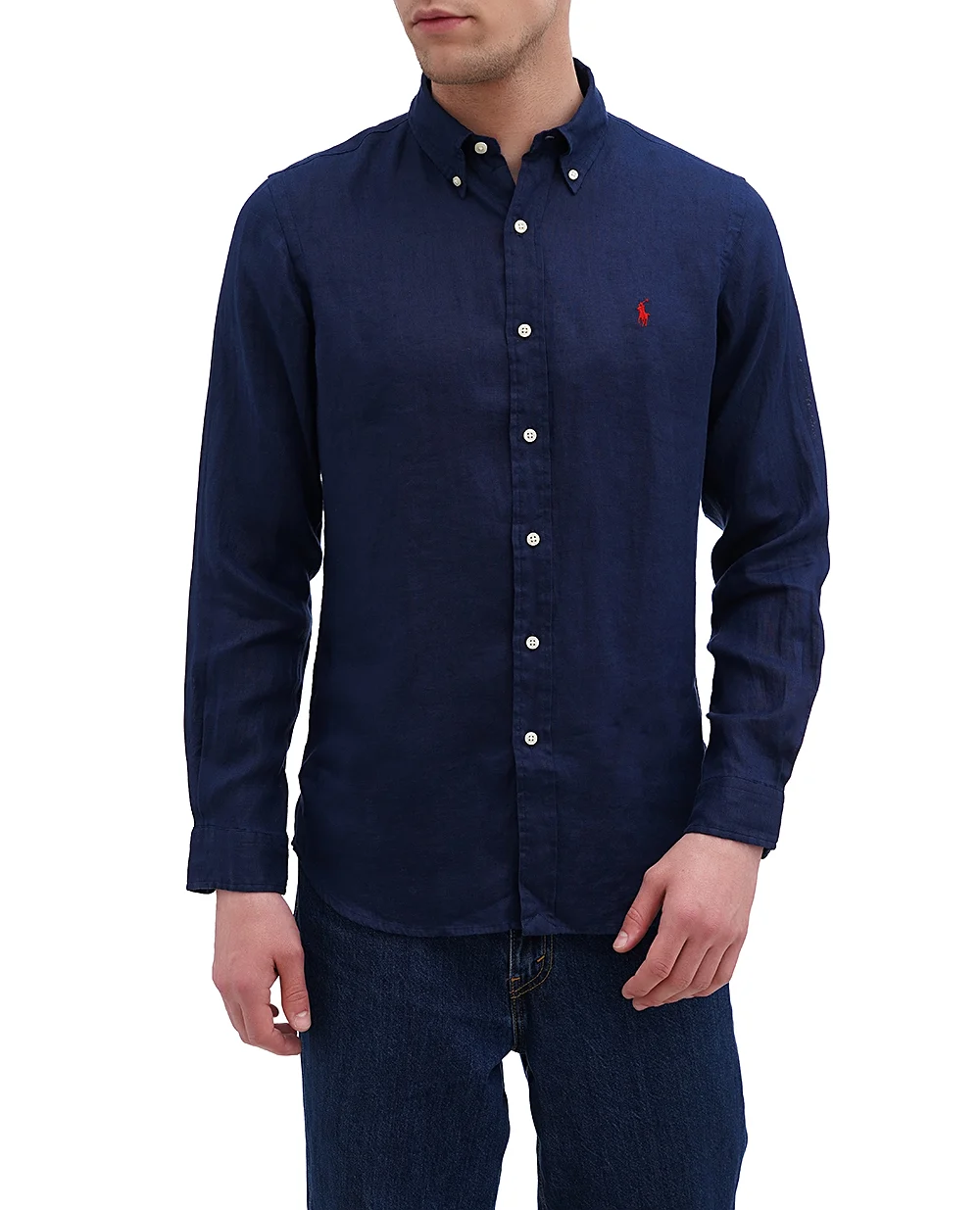 Льняная рубашка Polo Ralph Lauren 710794141002, темно-синий цвет • Купить в интернет-магазине Kameron