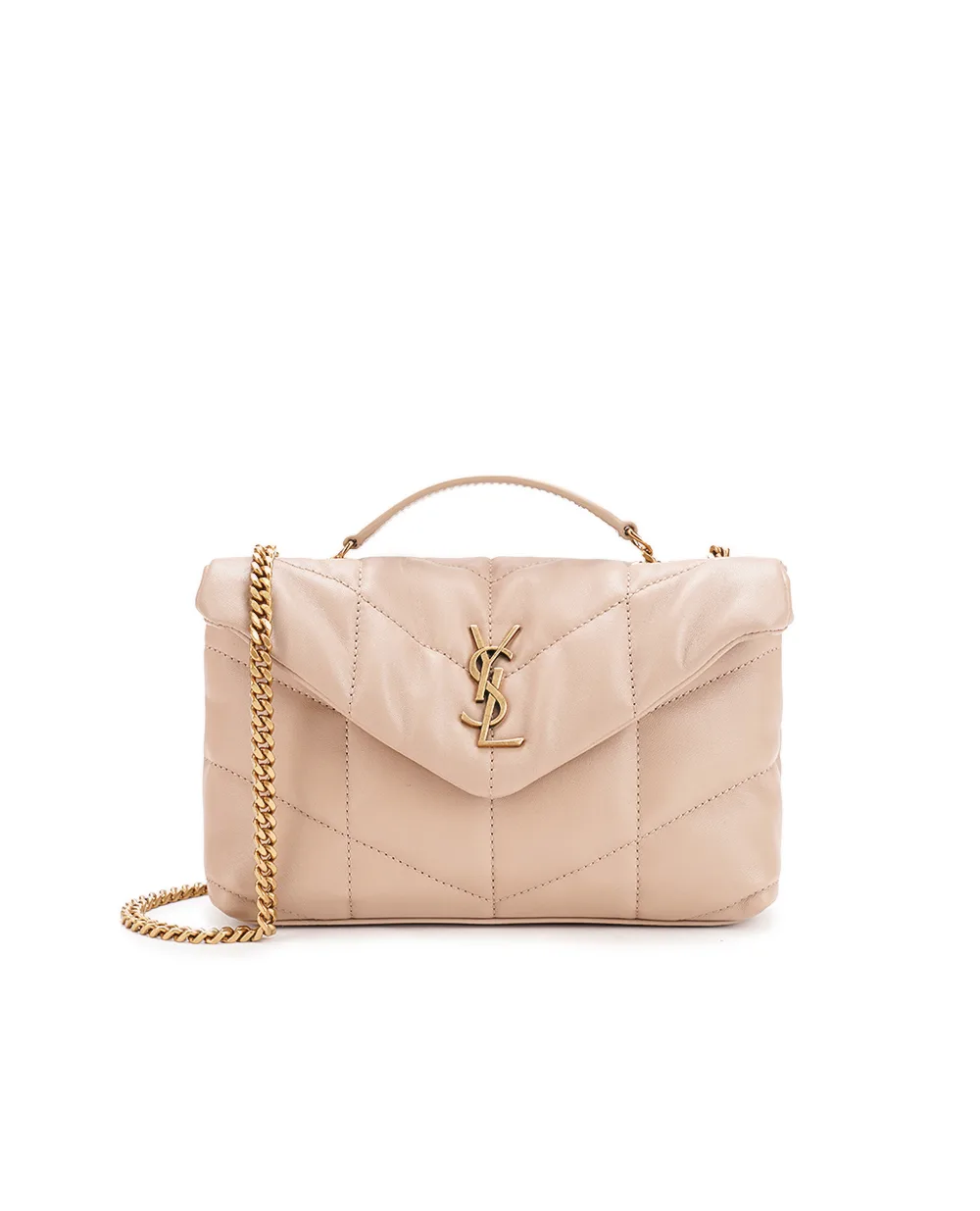 Кожаная сумка Loulou Puffer Toy Saint Laurent 759337-1EL07, бежевый цвет • Купить в интернет-магазине Kameron
