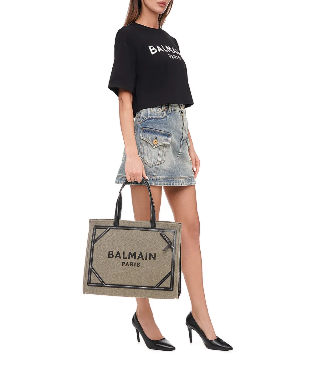 Сумка B-Army Shopper Medium Balmain CN1FF810TDVY, хаки цвет • Купить в интернет-магазине Kameron