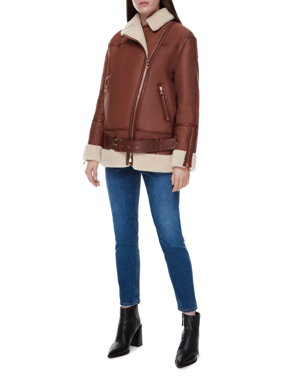 Кожаная дубленка Balmain WF1TH015L160, коричневый цвет • Купить в интернет-магазине Kameron