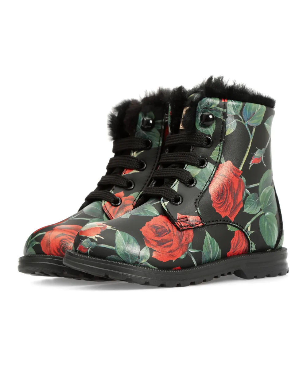 Детские кожаные ботинки Dolce&Gabbana Kids D20073-AQ415, черный цвет • Купить в интернет-магазине Kameron