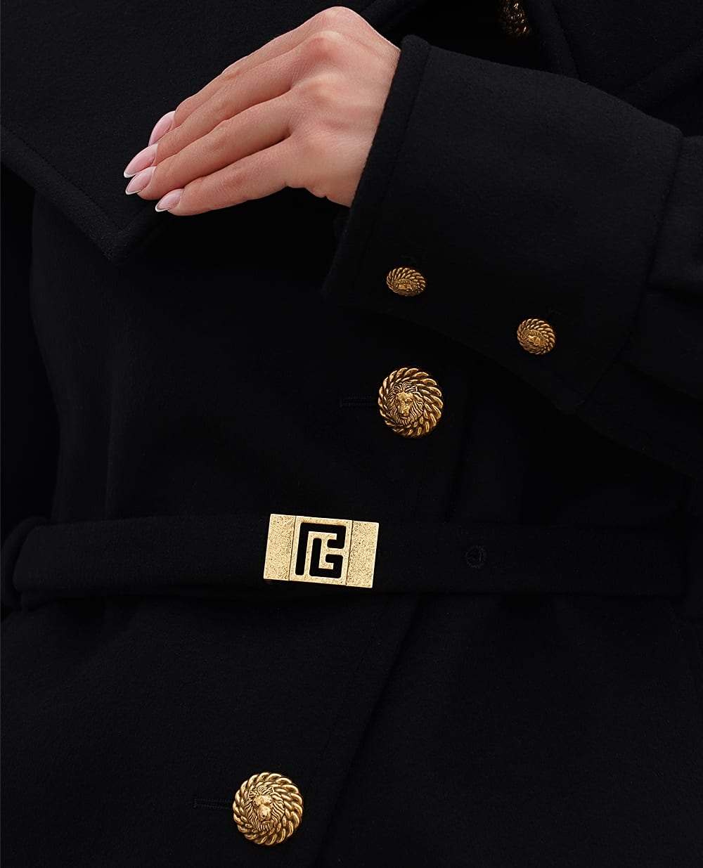 Шерстяное пальто Balmain BF0TE160WB72, черный цвет • Купить в интернет-магазине Kameron