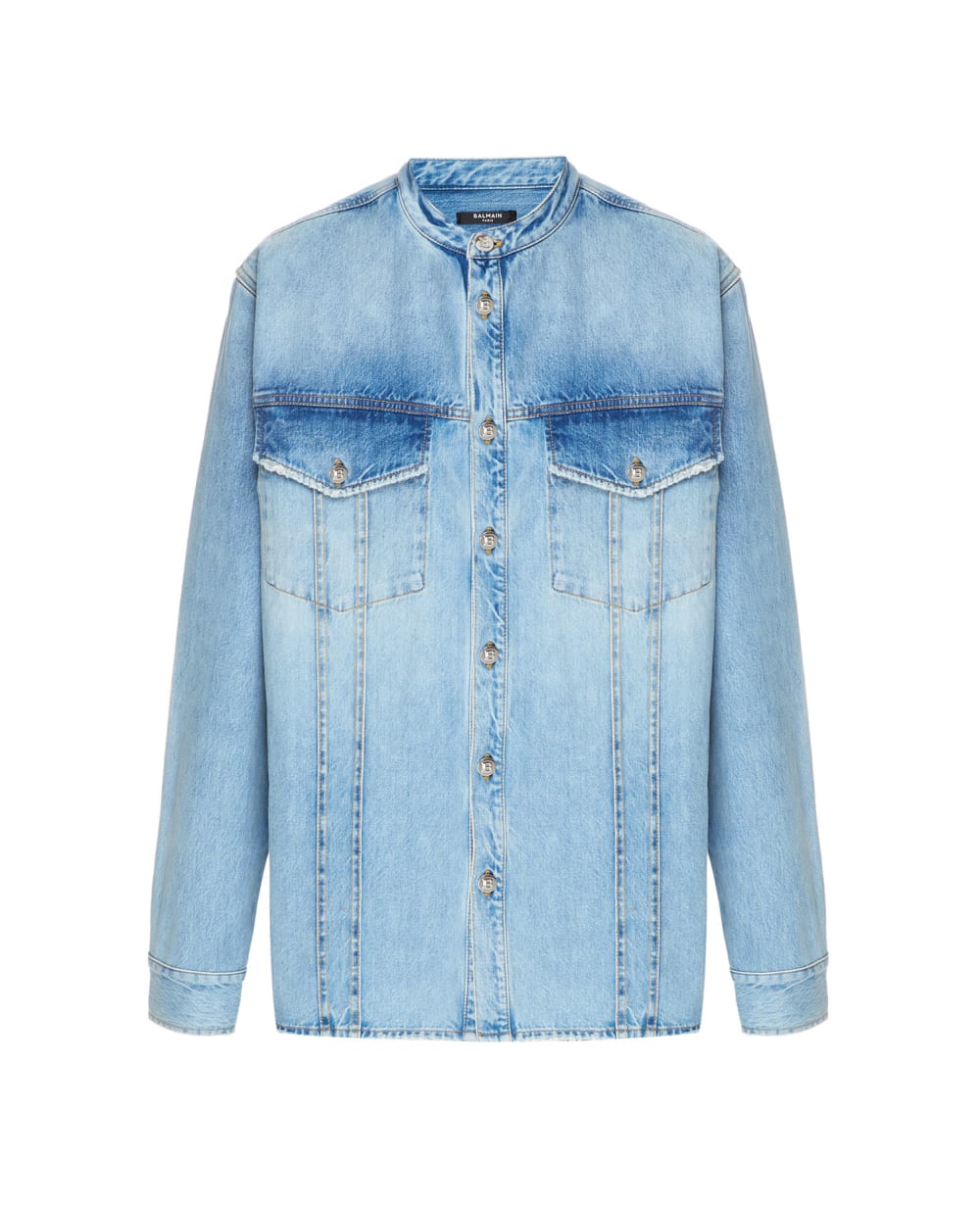 Джинсовая рубашка Balmain XH1HC120DB53, голубой цвет • Купить в интернет-магазине Kameron
