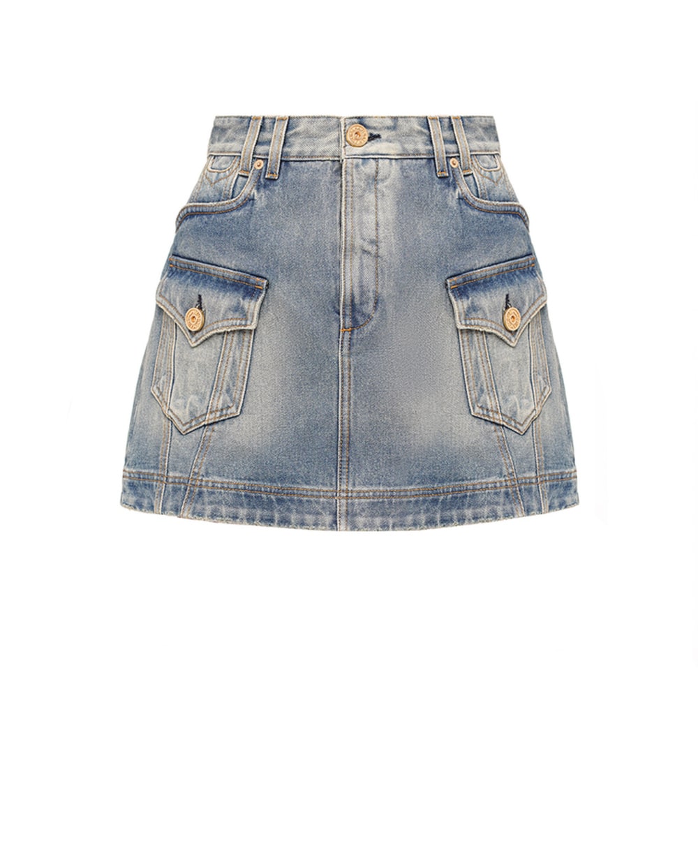 Юбка джинсовая Balmain CF1LA352DE04, голубой цвет • Купить в интернет-магазине Kameron