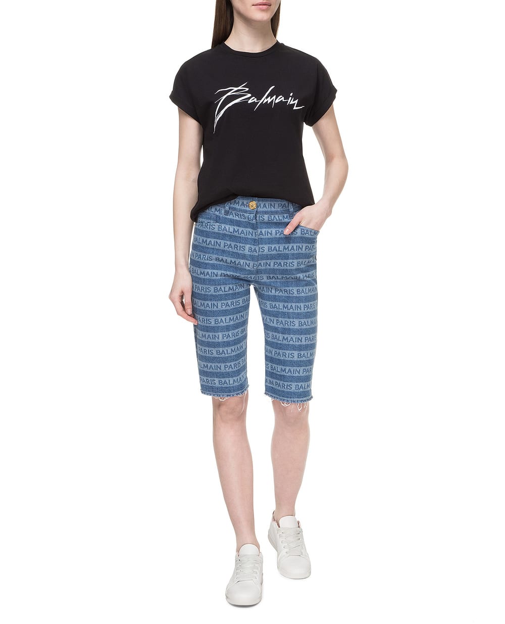Джинсовые шорты Balmain RF15268D036, синий цвет • Купить в интернет-магазине Kameron