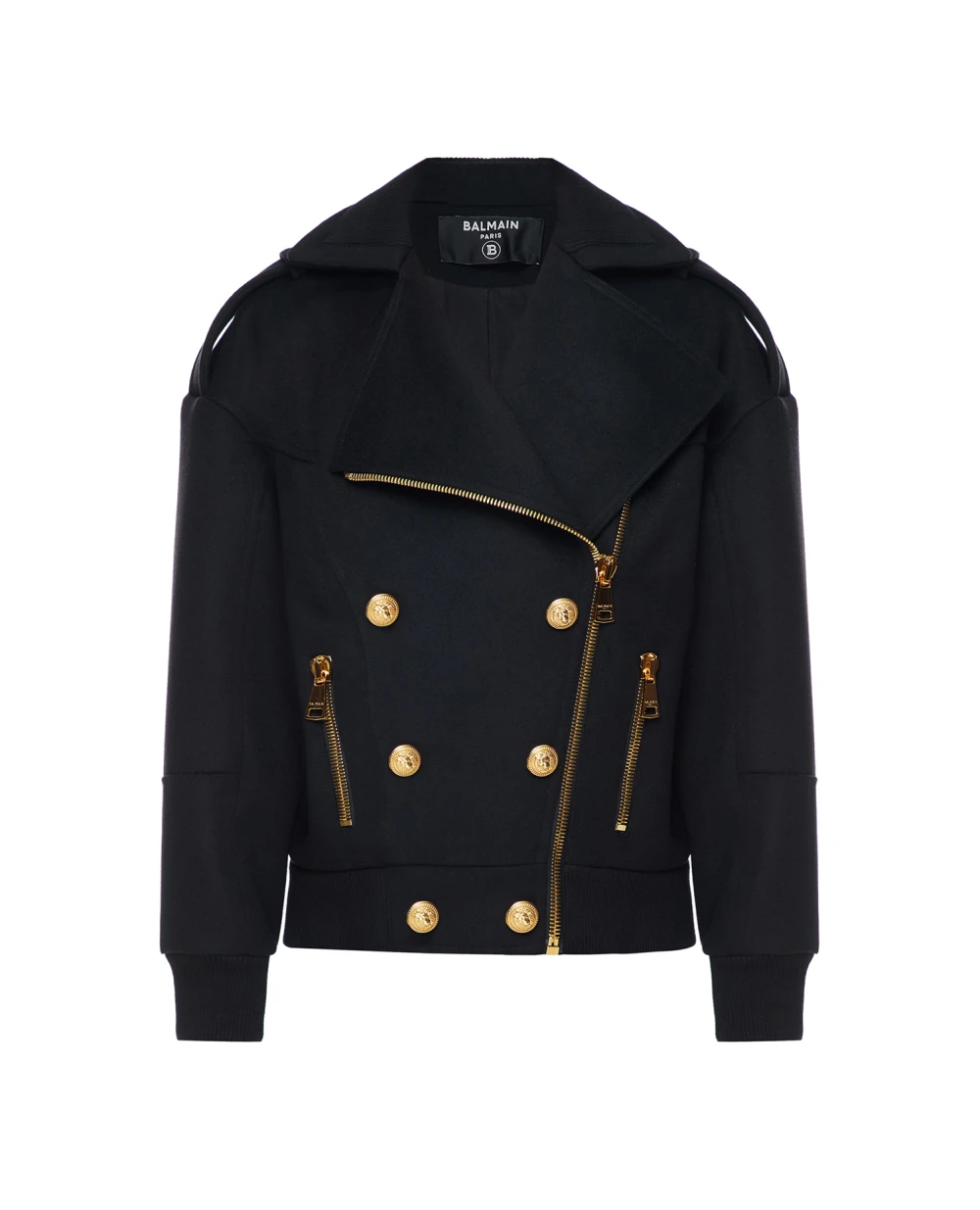 Шерстяное пальто Balmain AF1UA060WB72, черный цвет • Купить в интернет-магазине Kameron