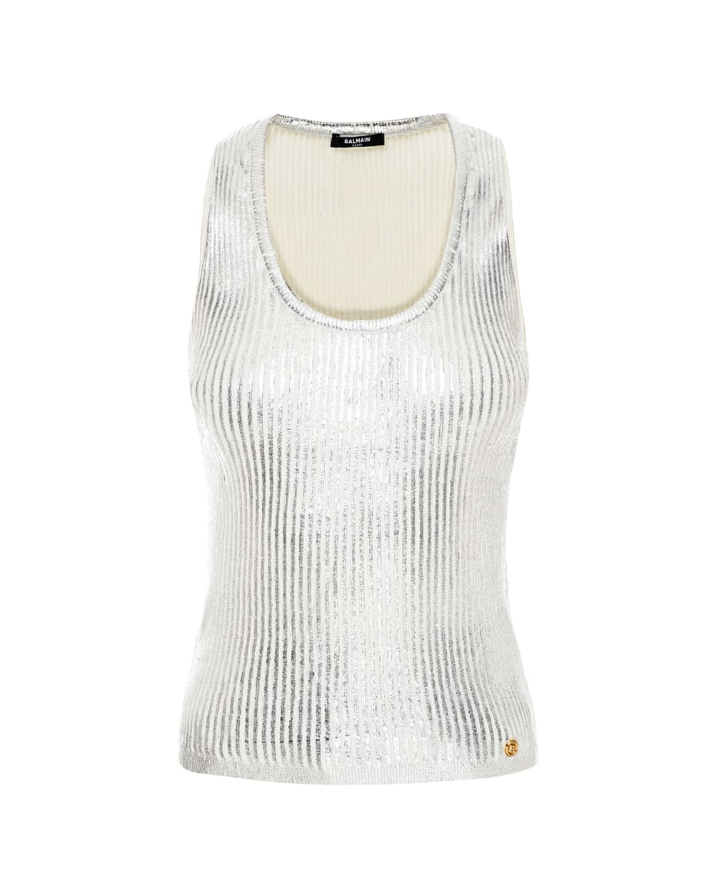 Шерстяной топ Balmain WF0AG006K314, серебряный цвет • Купить в интернет-магазине Kameron