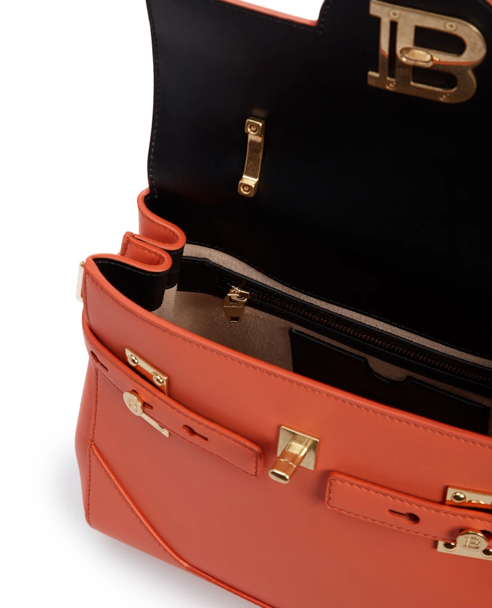 Кожаная сумка B-Buzz 23 Balmain VN0DB526LVPT, коралловый цвет • Купить в интернет-магазине Kameron