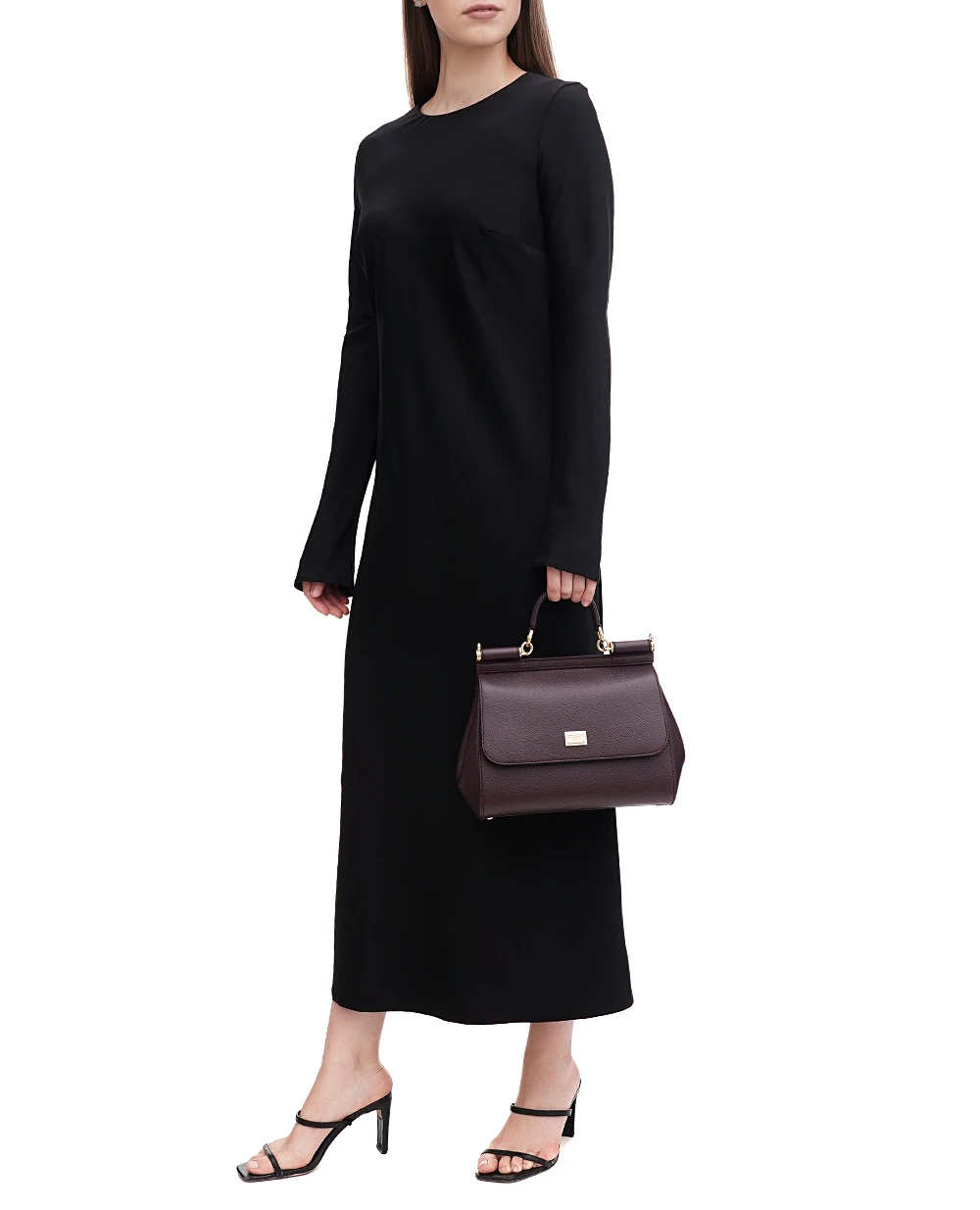 Кожаная сумка Sicily Large Dolce&Gabbana BB6002-A1001, бордовый цвет • Купить в интернет-магазине Kameron