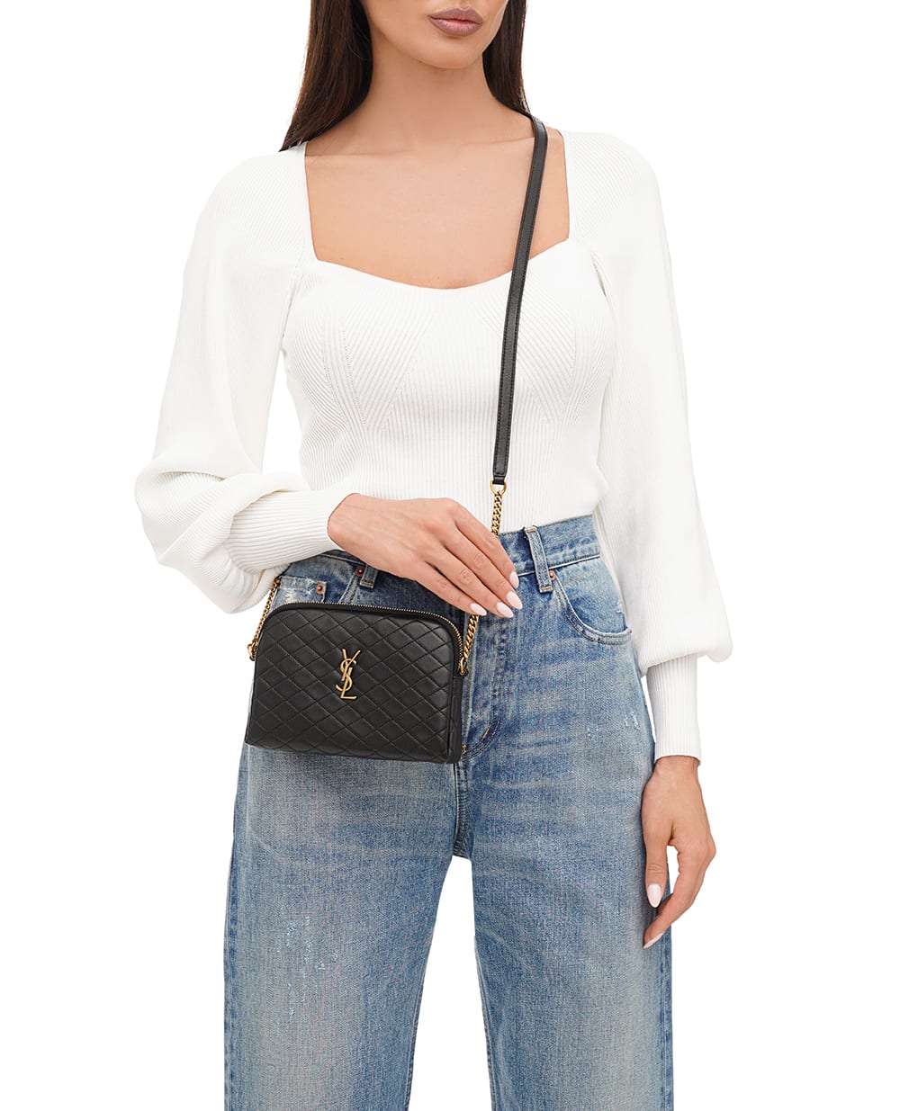 Кожаная сумка Gaby Mini Saint Laurent 733667-1EL07, черный цвет • Купить в интернет-магазине Kameron