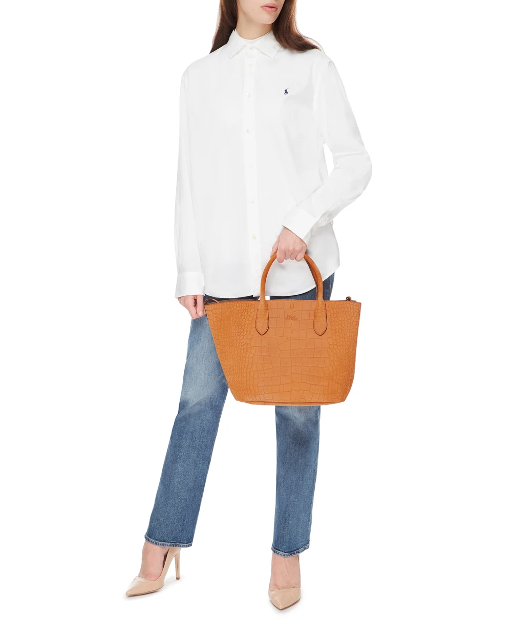 Кожаная сумка Polo Ralph Lauren 428854567002, рыжий цвет • Купить в интернет-магазине Kameron