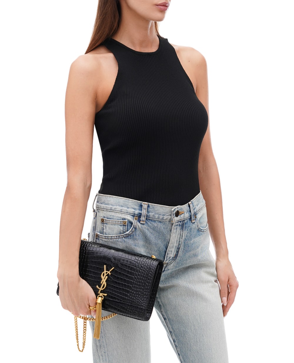 Кожаная сумка Kate Medium Saint Laurent 354119-DND0J, черный цвет • Купить в интернет-магазине Kameron
