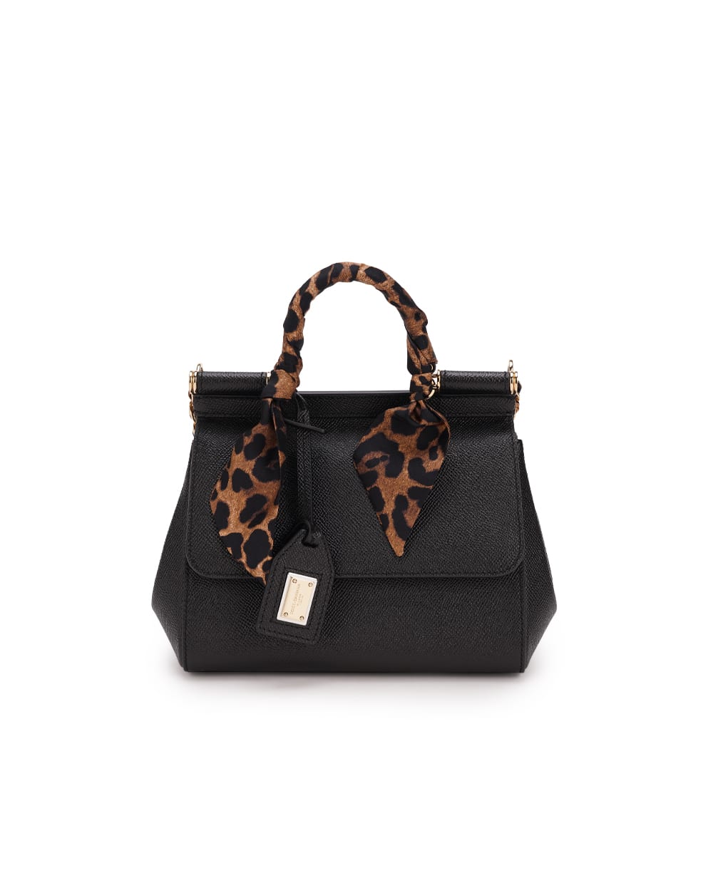 Кожаная сумка Sicily Medium Dolce&Gabbana BB6003-AY528, черный цвет • Купить в интернет-магазине Kameron