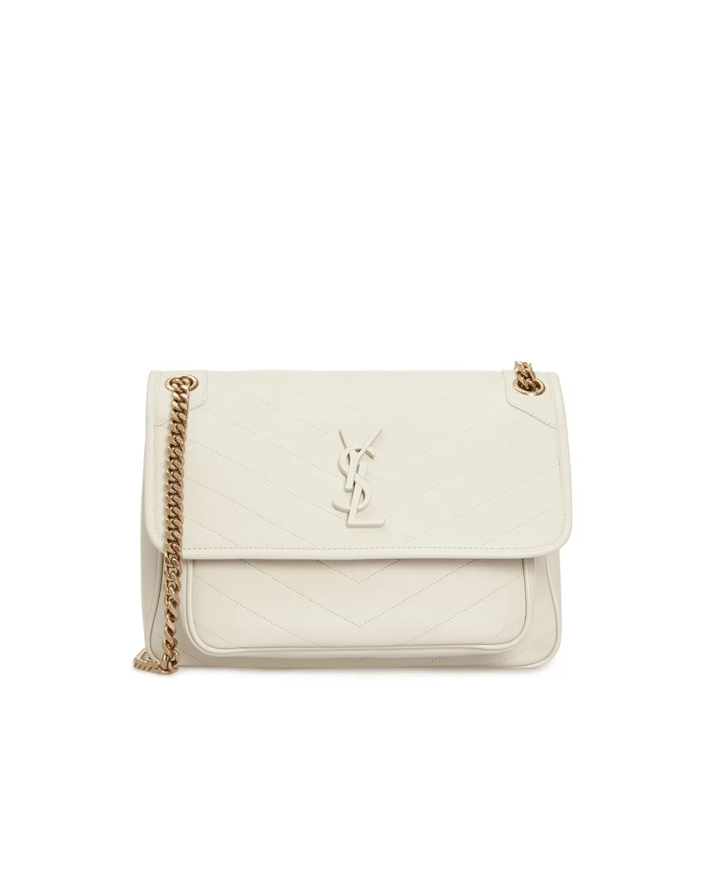 Кожаная сумка Niki Medium Saint Laurent 633158-1EL07, белый цвет • Купить в интернет-магазине Kameron
