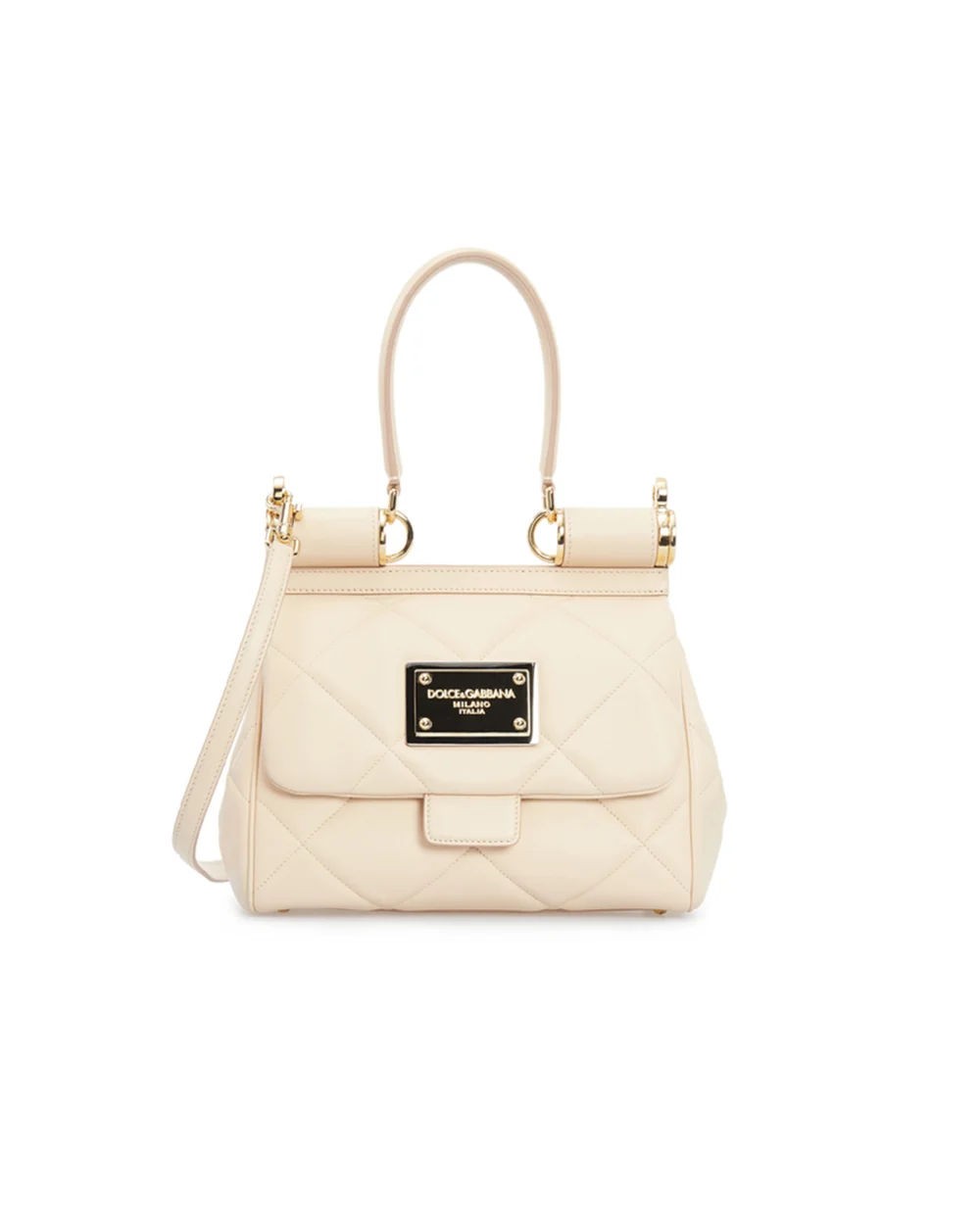 Кожаная сумка Sicily Dolce&Gabbana BB7018-AW591, бежевый цвет • Купить в интернет-магазине Kameron