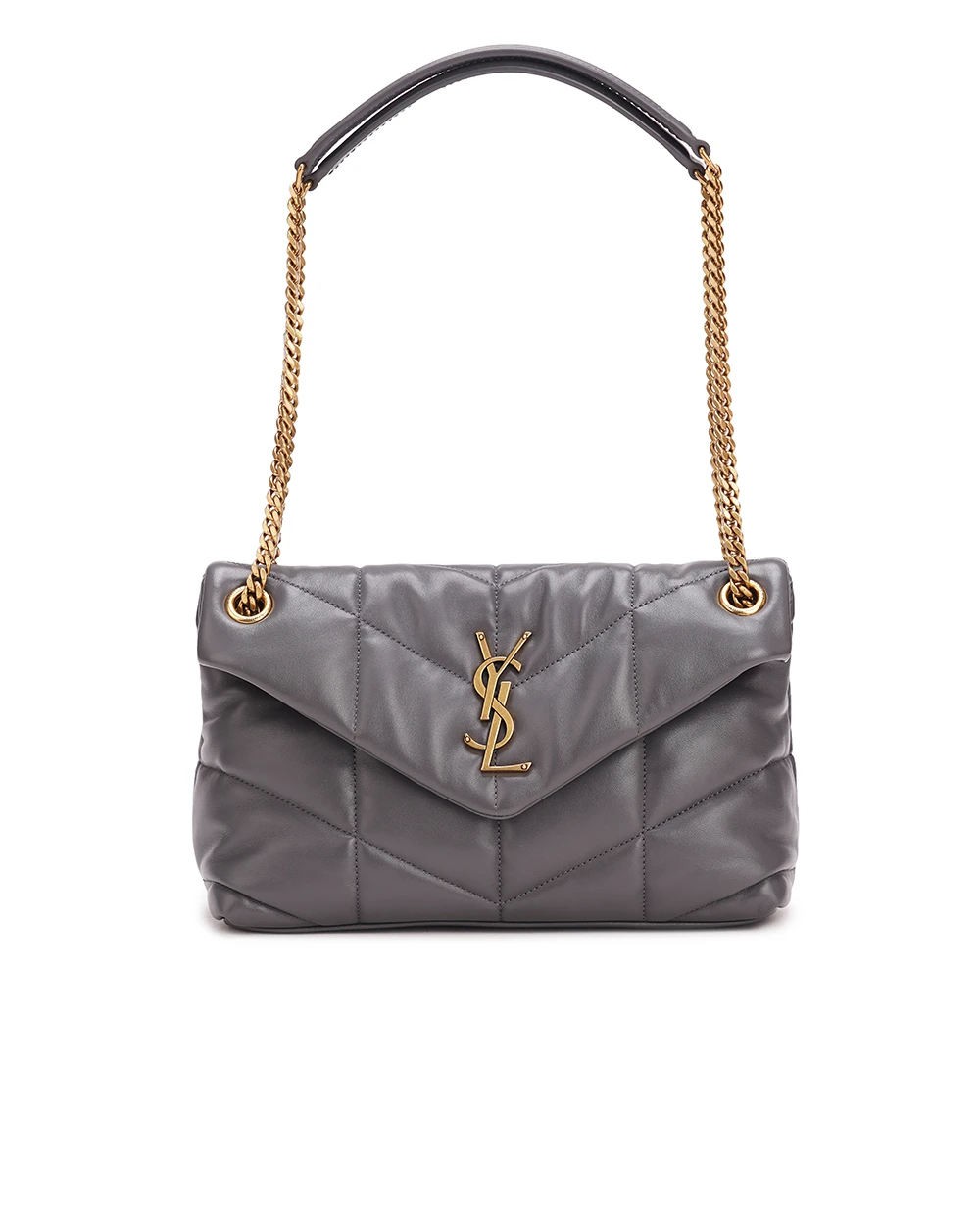 Кожаная сумка Loulou Puffer Small Saint Laurent 577476-1EL07, графит цвет • Купить в интернет-магазине Kameron