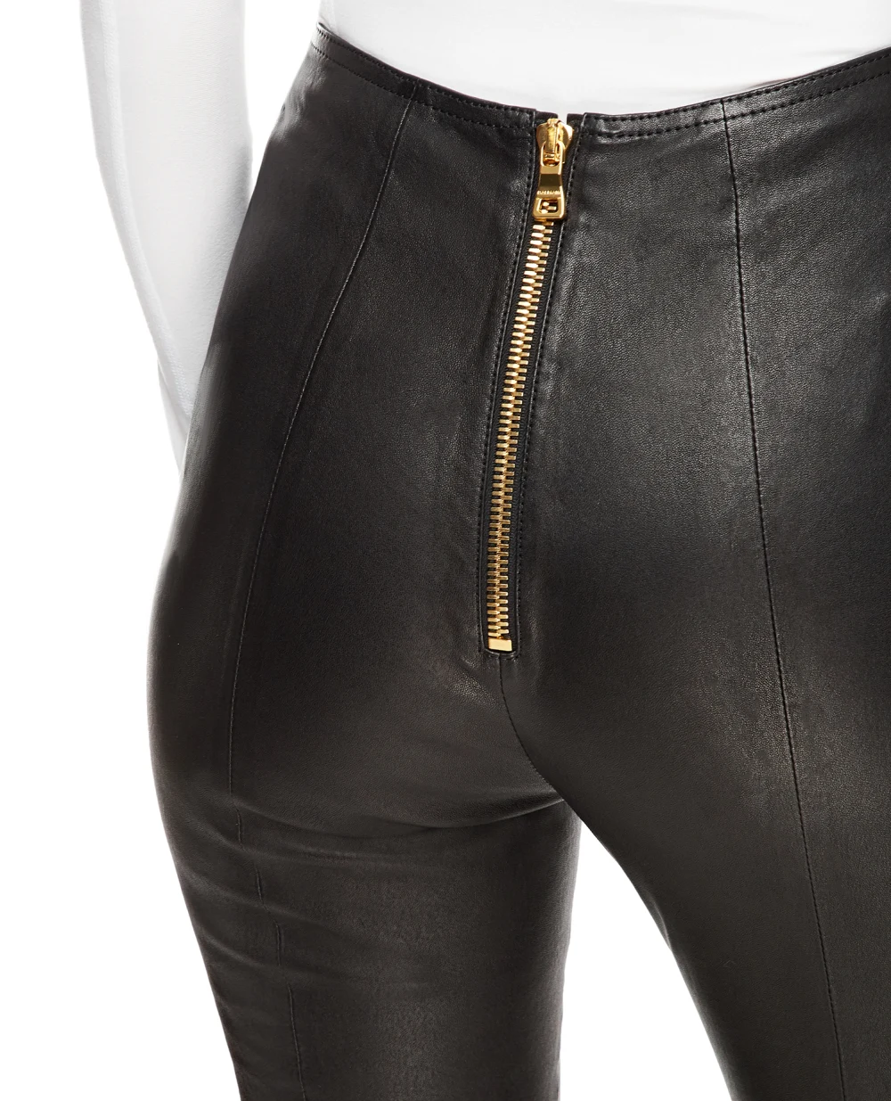Кожаные леггинсы Balmain AF1QD025LB99, черный цвет • Купить в интернет-магазине Kameron