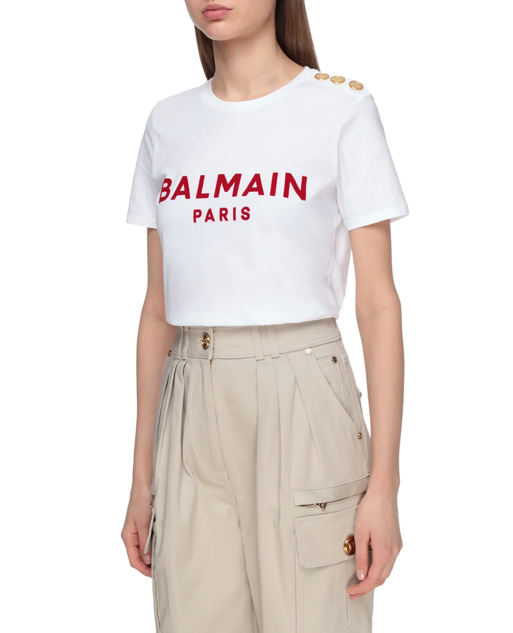 Футболка Balmain VF11350B012, белый цвет • Купить в интернет-магазине Kameron