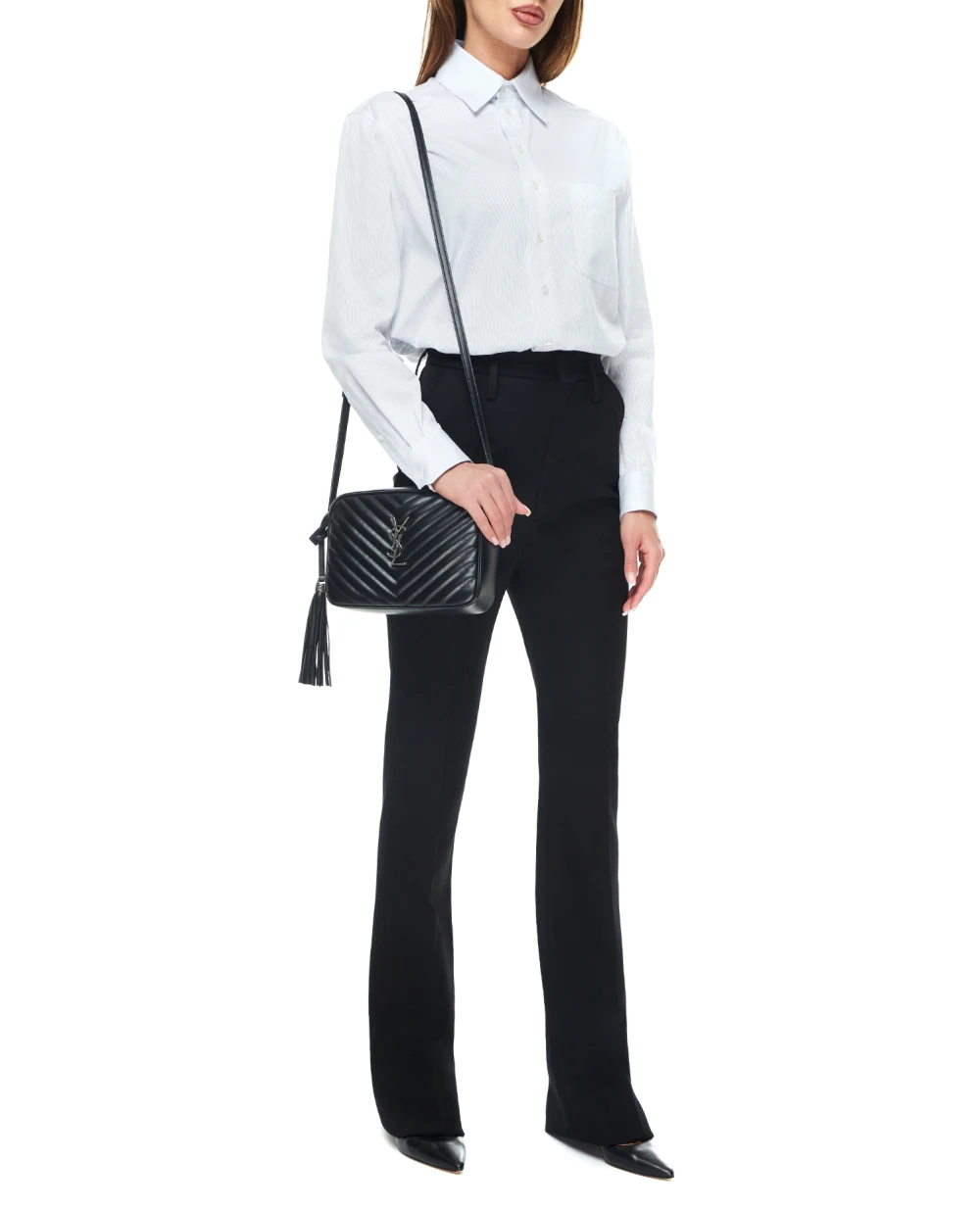 Кожаная сумка Saint Laurent 715232-DV704, черный цвет • Купить в интернет-магазине Kameron