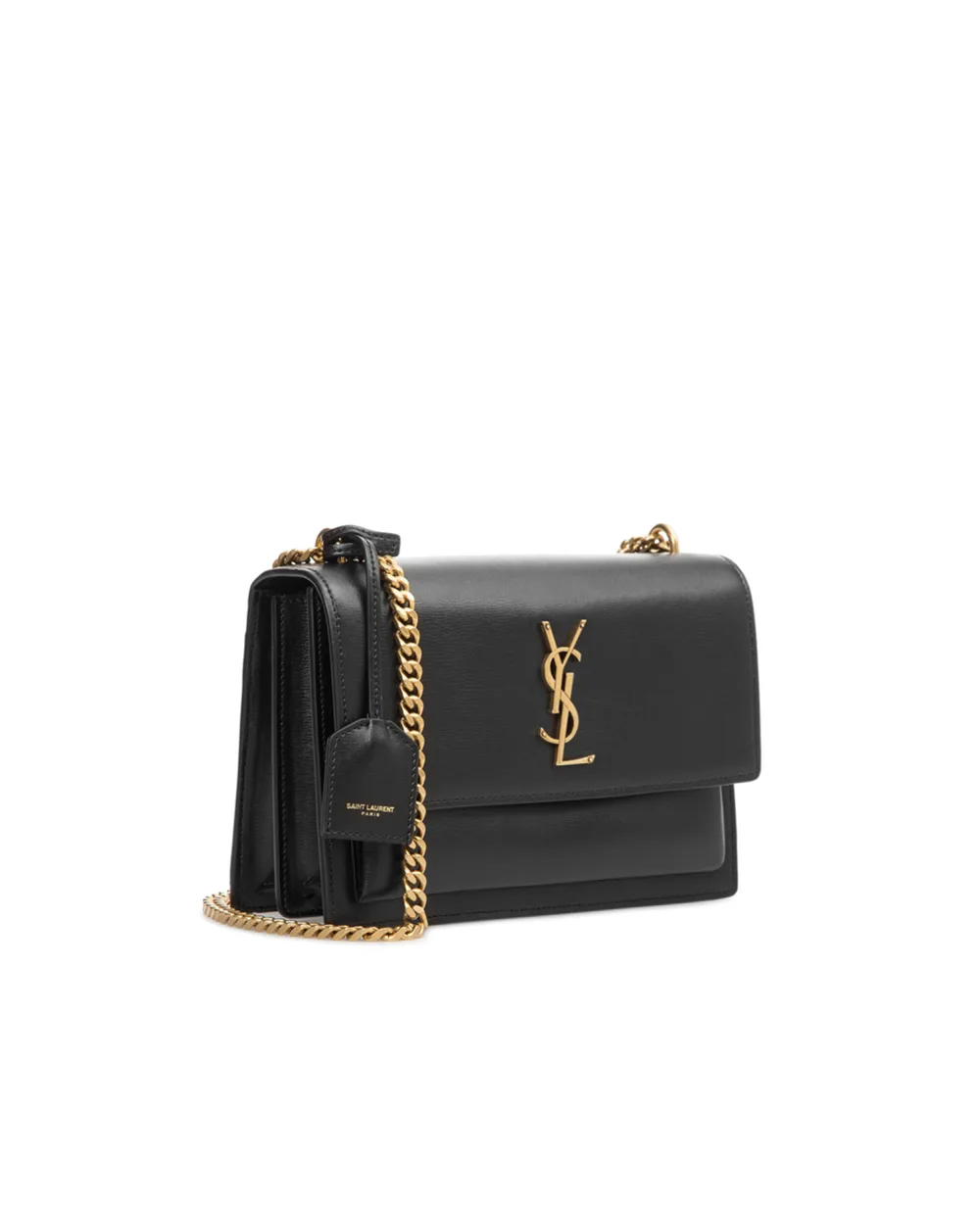 Кожаная сумка Sunset Medium Saint Laurent 442906-D420W, черный цвет • Купить в интернет-магазине Kameron