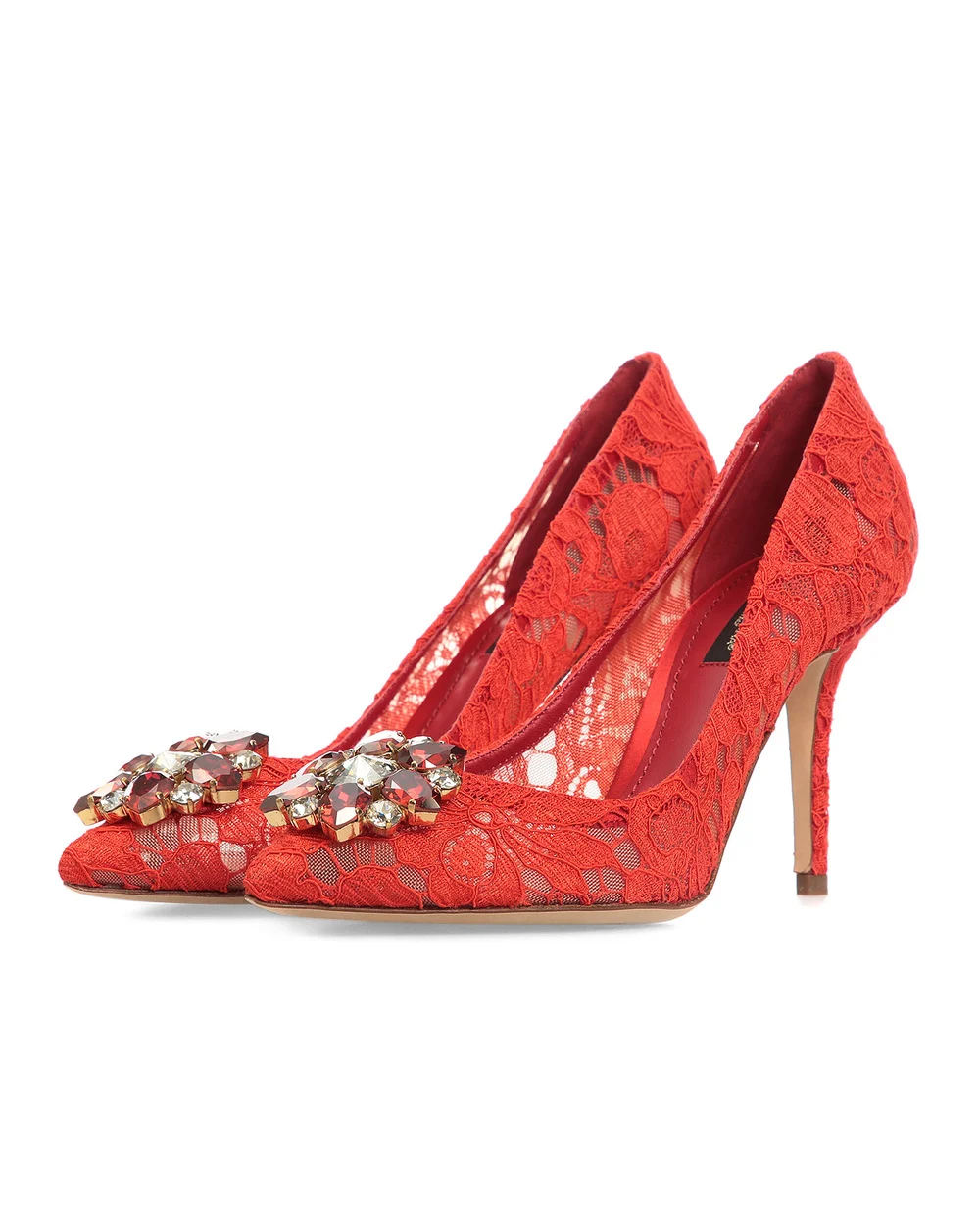 Кружевные лодочки Bellucci Dolce&Gabbana CD0101-AL198, красный цвет • Купить в интернет-магазине Kameron