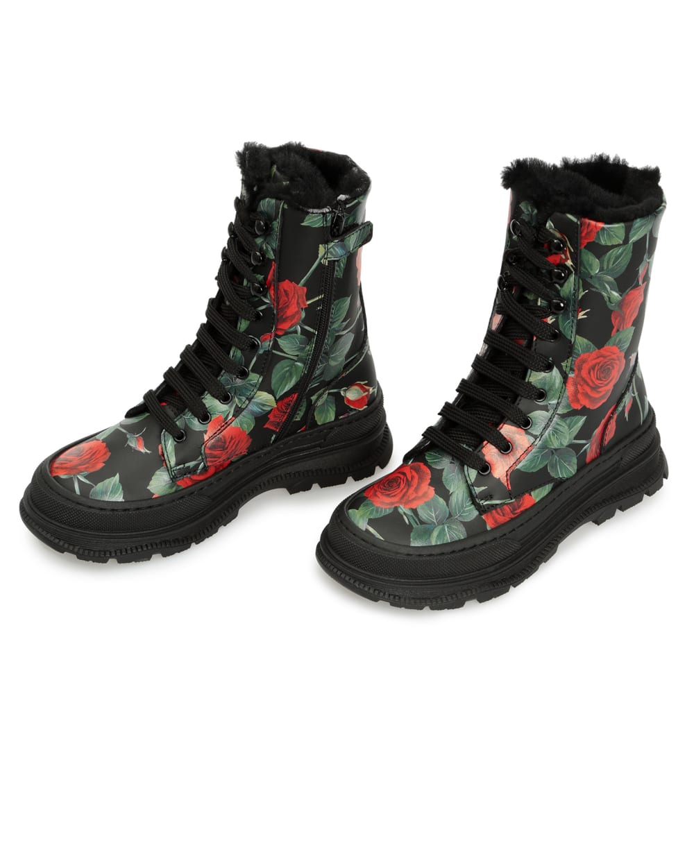 Детские кожаные ботинки Dolce&Gabbana Kids D11057-AQ415-M, черный цвет • Купить в интернет-магазине Kameron
