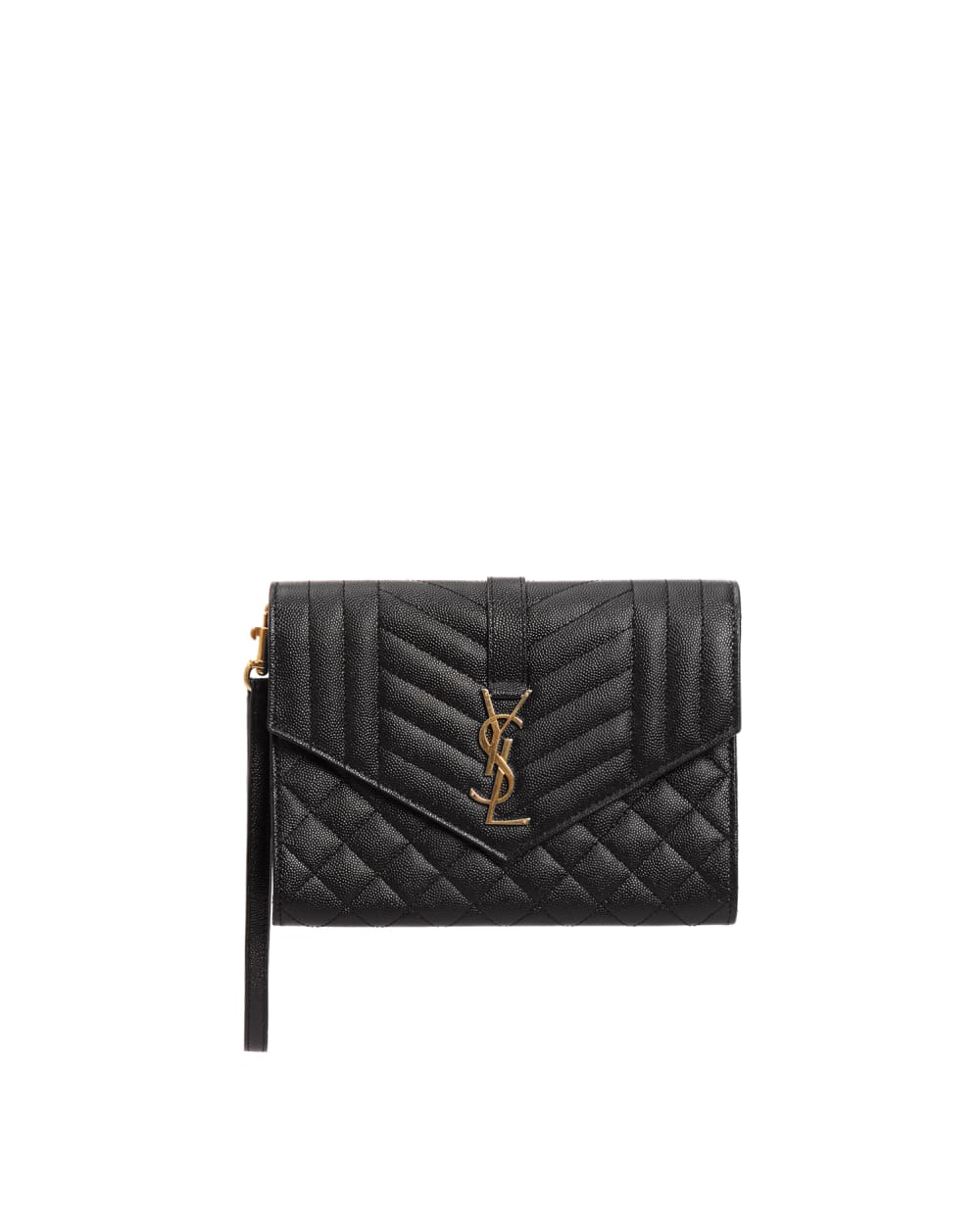 Кожаный клатч Monogram Saint Laurent 651030-BOW91, черный цвет • Купить в интернет-магазине Kameron