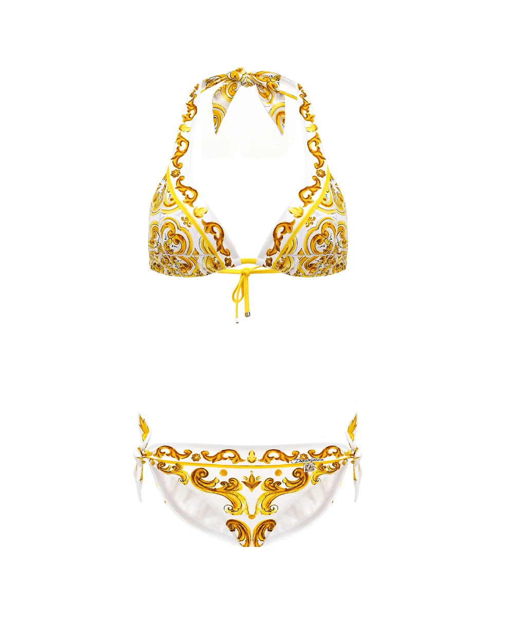 Купальник з принтом у стилі майоліки Dolce&Gabbana O8A54J-ONO19, жовтий колір • Купити в інтернет-магазині Kameron
