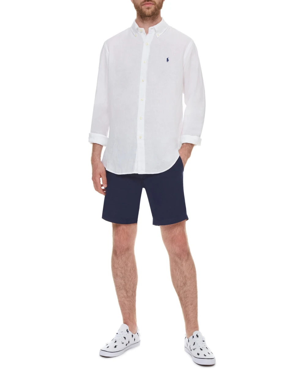 Льняная рубашка Polo Ralph Lauren 710829449002, белый цвет • Купить в интернет-магазине Kameron