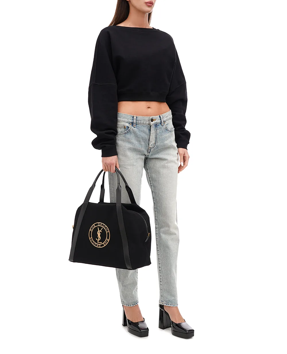 Сумка Rive Gauche Bowling Tote Saint Laurent 774048-FAC3I, черный цвет • Купить в интернет-магазине Kameron