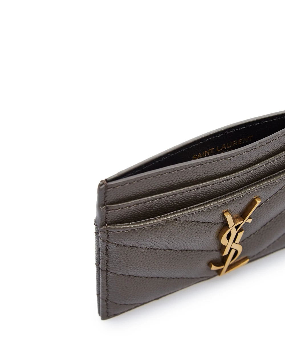Кожаная визитница Saint Laurent 423291-BOW07, коричневый цвет • Купить в интернет-магазине Kameron