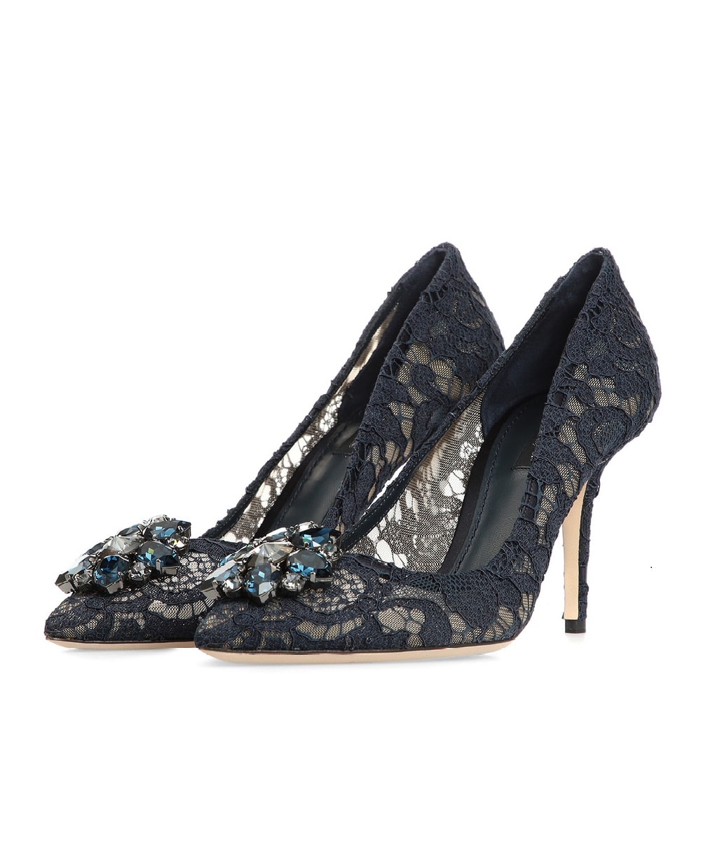 Кружевные лодочки Rainbow Lace Dolce&Gabbana CD0101-AL198, темно-синий цвет • Купить в интернет-магазине Kameron