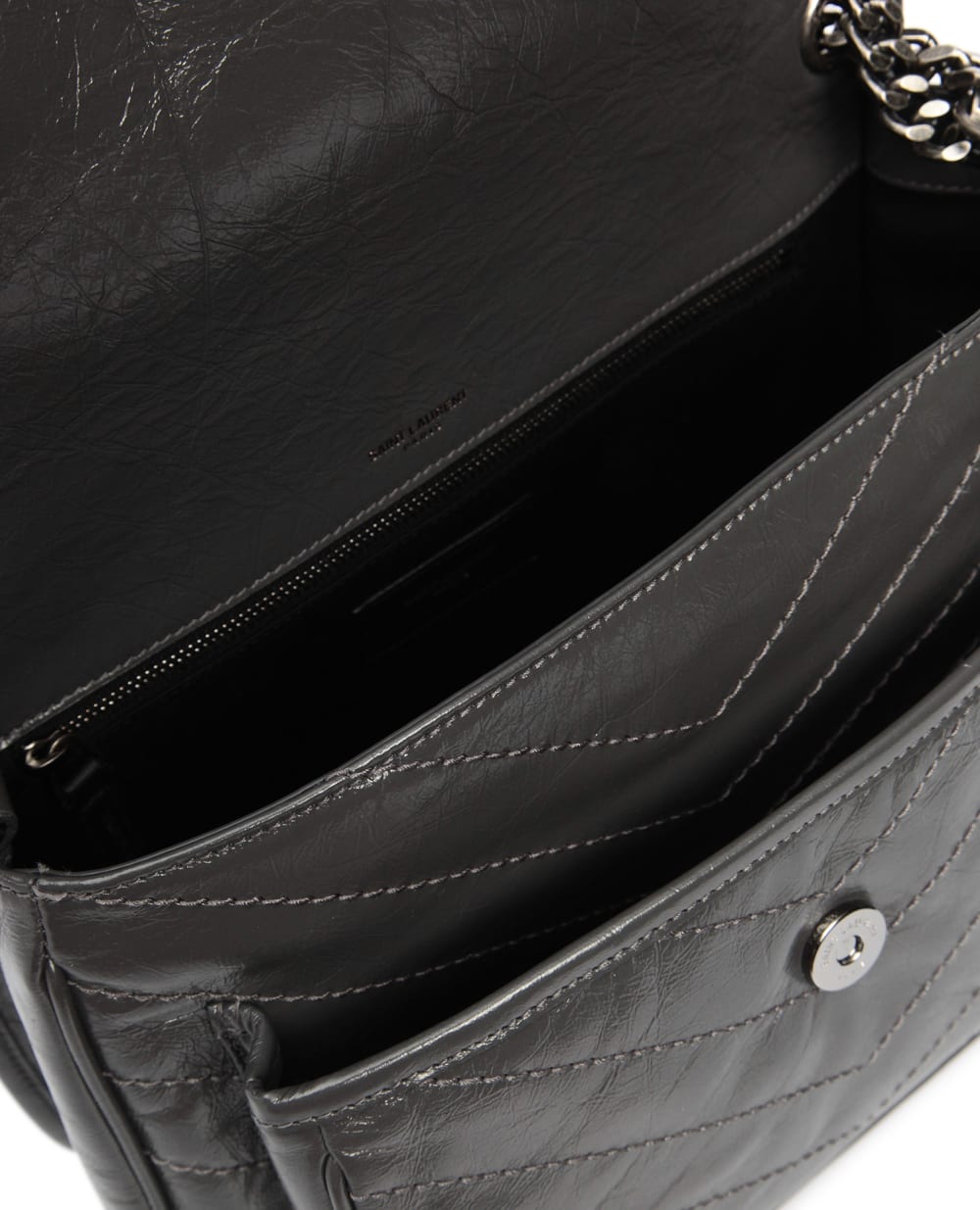 Кожаная сумка Niki Medium Saint Laurent 633158-0EN04, серый цвет • Купить в интернет-магазине Kameron