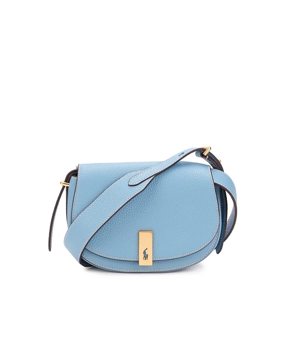Кожаная сумка Polo ID Saddle Crossbody Small Polo Ralph Lauren 428934351001, голубой цвет • Купить в интернет-магазине Kameron